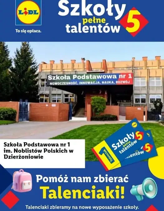 Szkoła Podstawowa nr 1 w Dzierżoniowie zbiera Talenciaki dla swojej placówki
