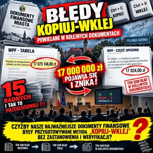 Piława Górna: 17 milionów złotych różnicy w budżecie gminy. Radni zatwierdzili dokument z błędem