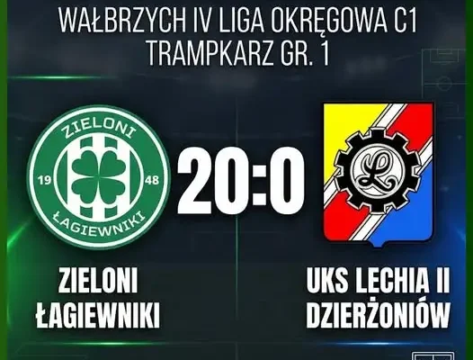 Zieloni Łagiewniki rozgromili Lechię II Dzierżoniów 20:0 w IV lidze okręgowej trampkarzy