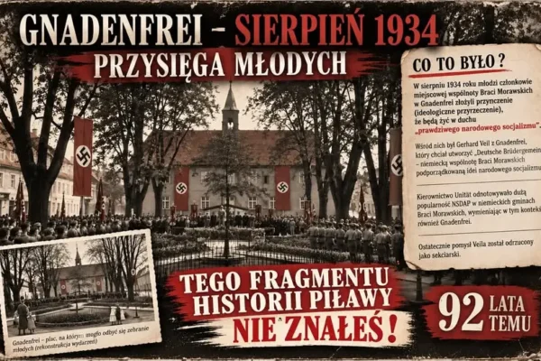 Piława Górna: 92 lata temu miejscowi bracia morawscy złożyli przysięgę Hitlerowi