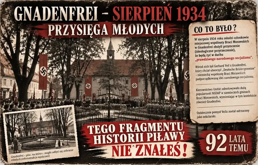 Piława Górna: 92 lata temu miejscowi bracia morawscy złożyli przysięgę Hitlerowi