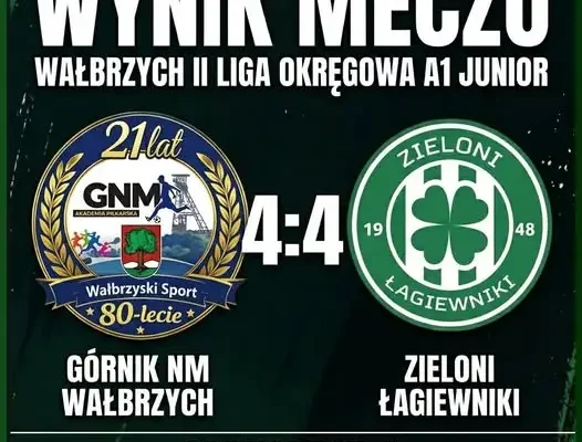 Remis 4:4 w Wałbrzychu! Juniorzy Zielonych pokazali charakter