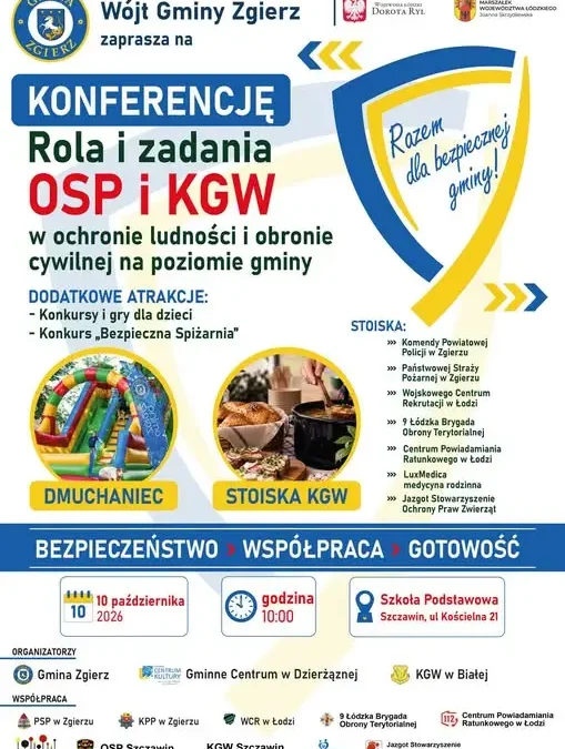 Konferencja o roli OSP i KGW w ochronie ludności – Gmina Zgierz zaprasza 10 października
