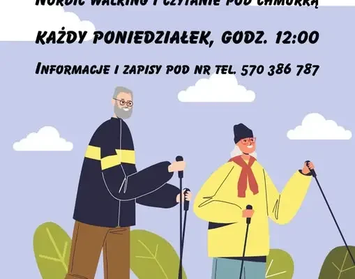 Nordic walking i czytanie pod chmurką – aktywne poniedziałki w Pieszycach