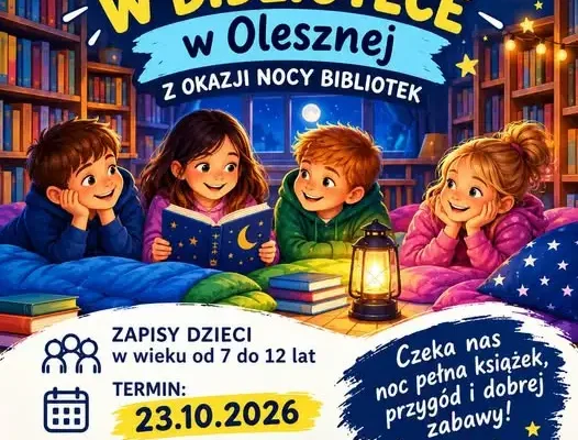 Nocne czytanie w bibliotece w Olesznej – zapisy dla dzieci trwają