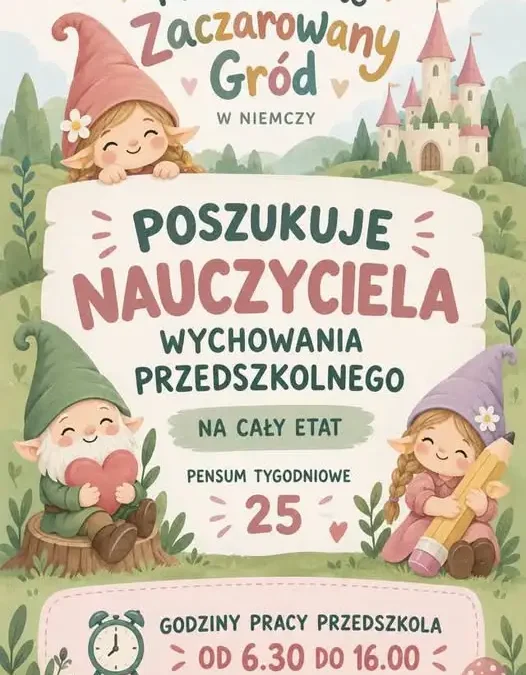 Przedszkole w Niemczy szuka nauczyciela wychowania przedszkolnego