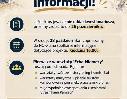 Niemczańskie Echa: zbliża się termin oddania kwestionariuszy i spotkanie informacyjne